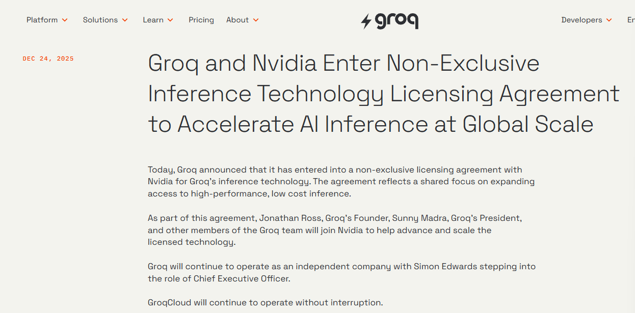 英伟达200亿收购Groq核心团队:重塑AI推理格局(图2) 英伟达200亿收购Groq核心团队:重塑AI推理格局(图2)