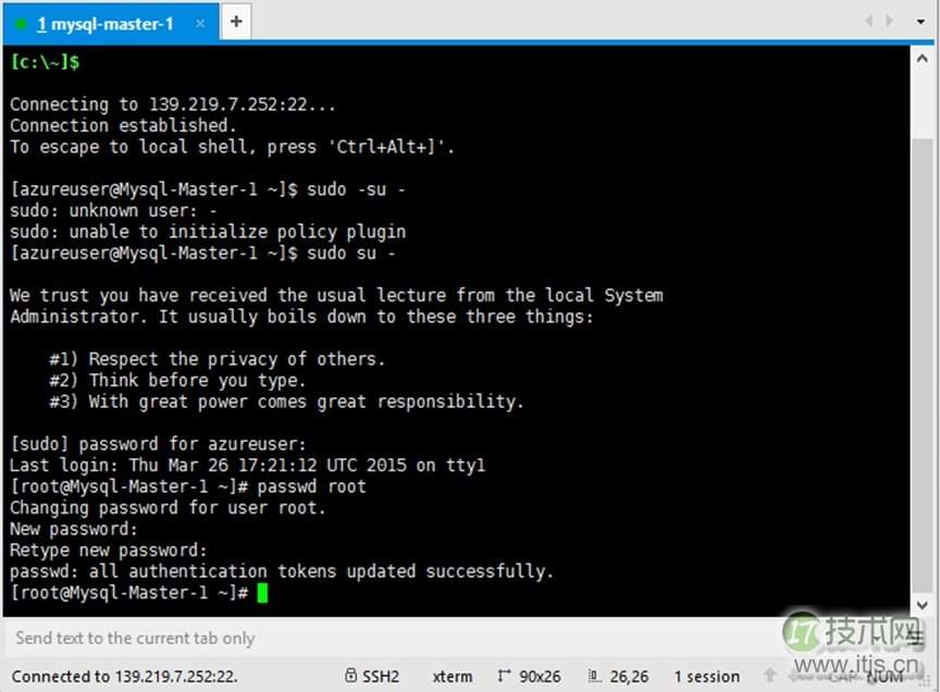 Microsoft Azure部署MYSQL-MMM(1)安装MYSQL 