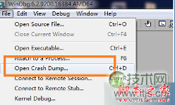 通过File→Open Crash Dump