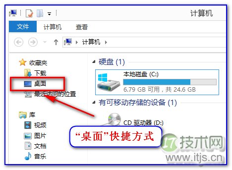 Windows 7/8资源管理器桌面快捷方式恢复方法(图1)
