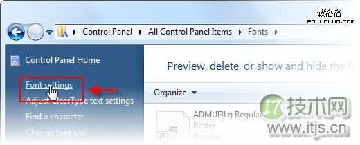 打开 Windows 7 的 fonts settings 窗口-快享 打开 Windows 7 的 fonts settings 窗口-快享