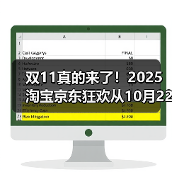 双11真的来了！2025淘宝京东狂欢从10月22日嗨到11月14日，红包口令、满减攻略、抢购时间表！（图3）